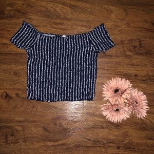 Blue Stripped Lottie Moss Crop Top